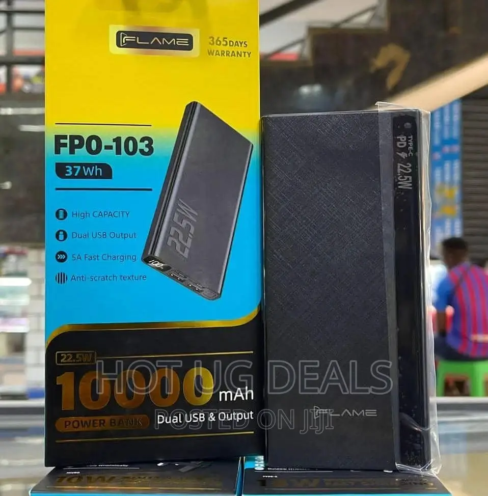 Dual USB Powerbank Fast Charging 10000mah- Black