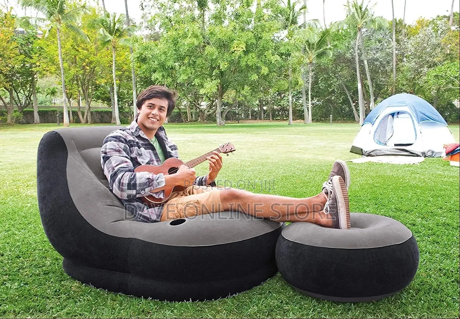 Inflatable Ultra Lounge Chair and Ottoman Set