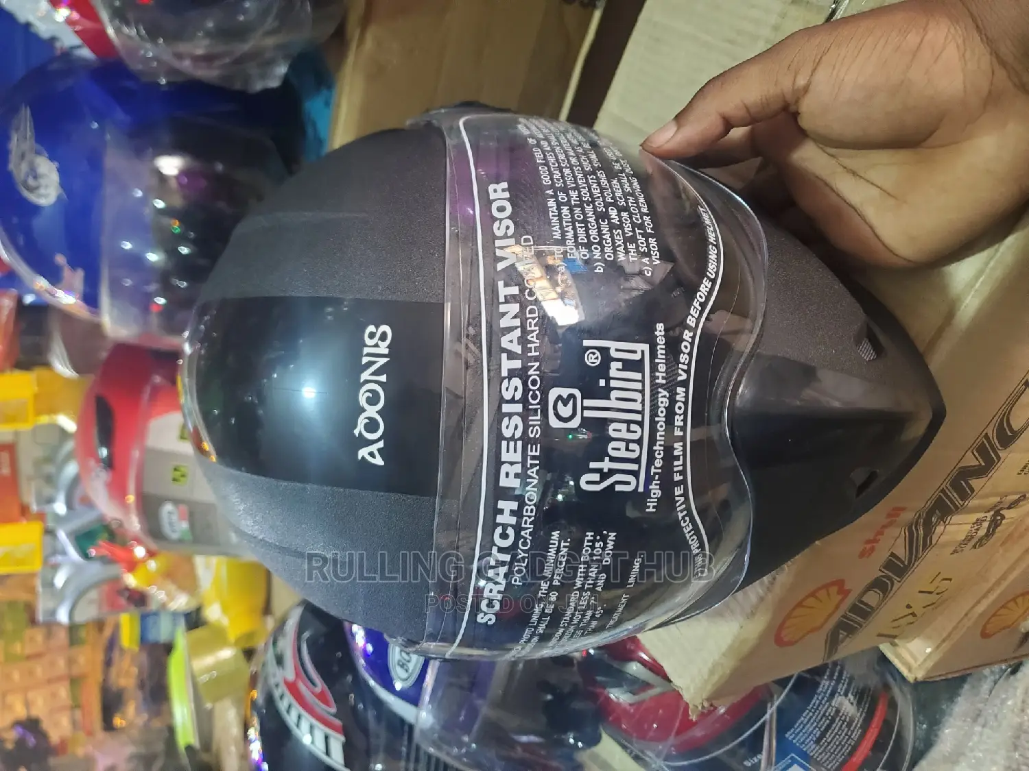 Steel Bird Motor Bike Helmet - Black