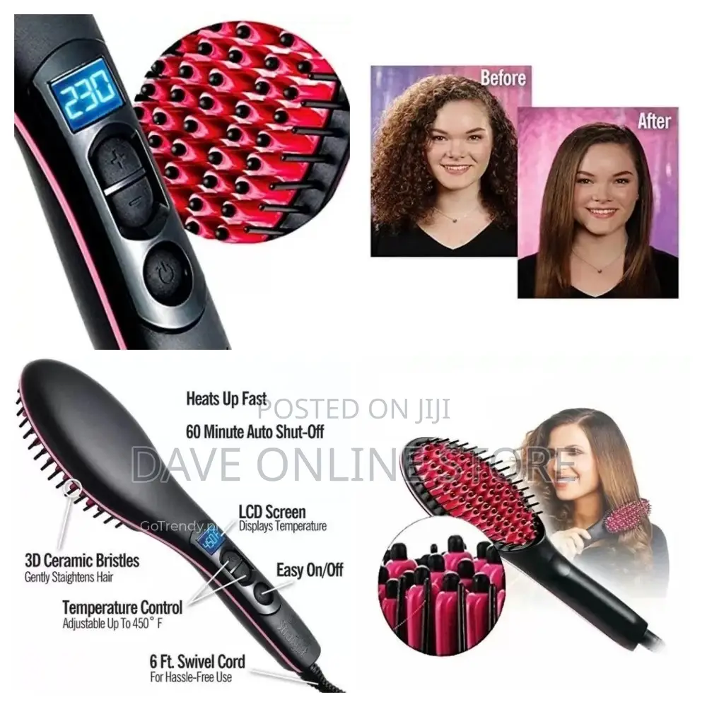 3 In1 Electric Fast Ceramic Styling Hair Straightener Brush
