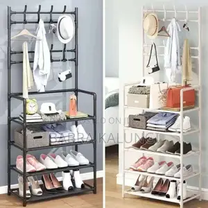 Multi_ Functional Hat Coat Stand With 5 Tier Shoe Rack