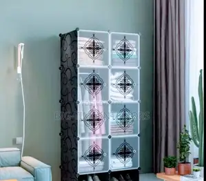 2 Column Plastic Wardrobe-Black