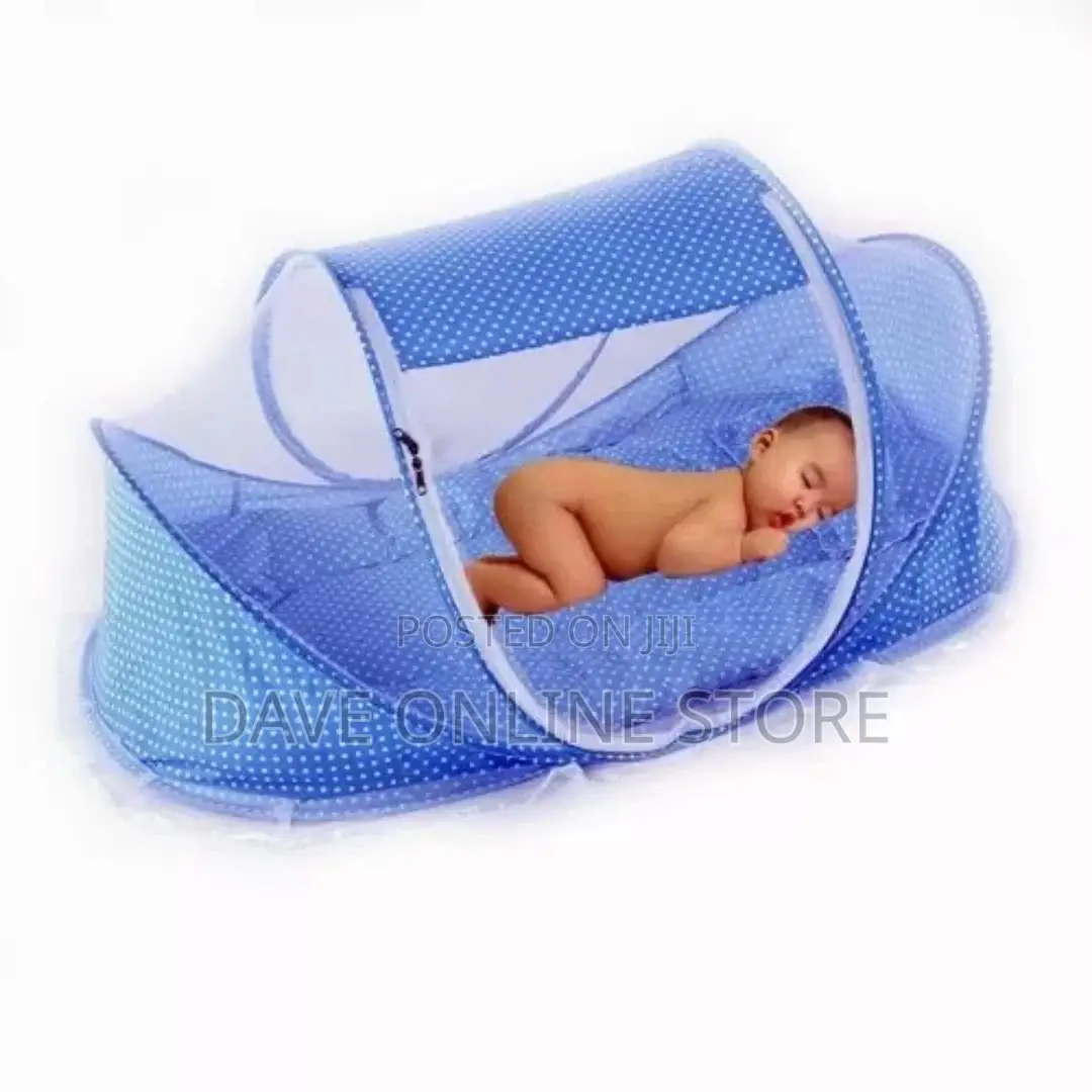 Portable Baby Travel Bed With Mosquito Net – Blue