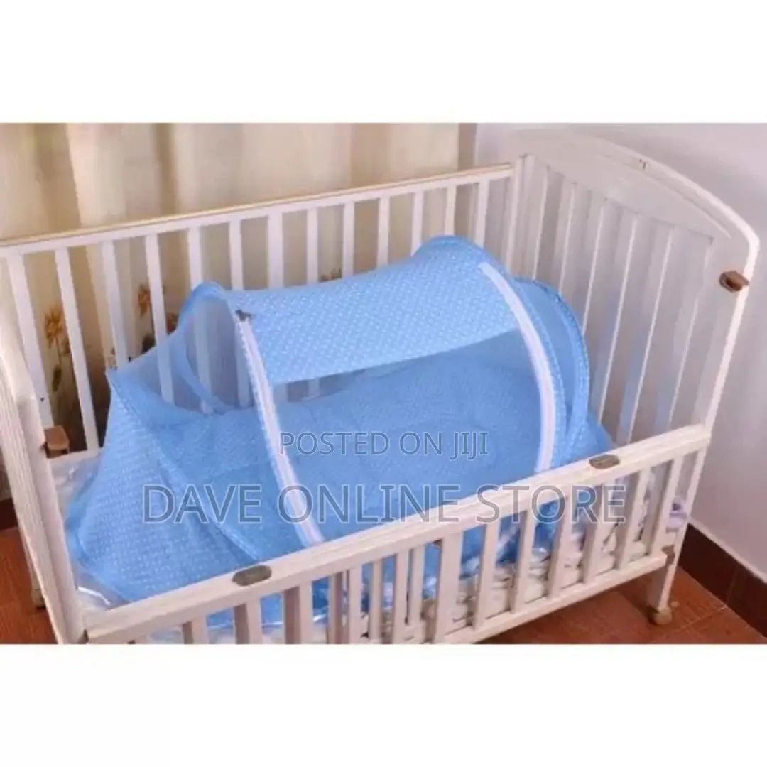 Portable Baby Travel Bed With Mosquito Net – Blue