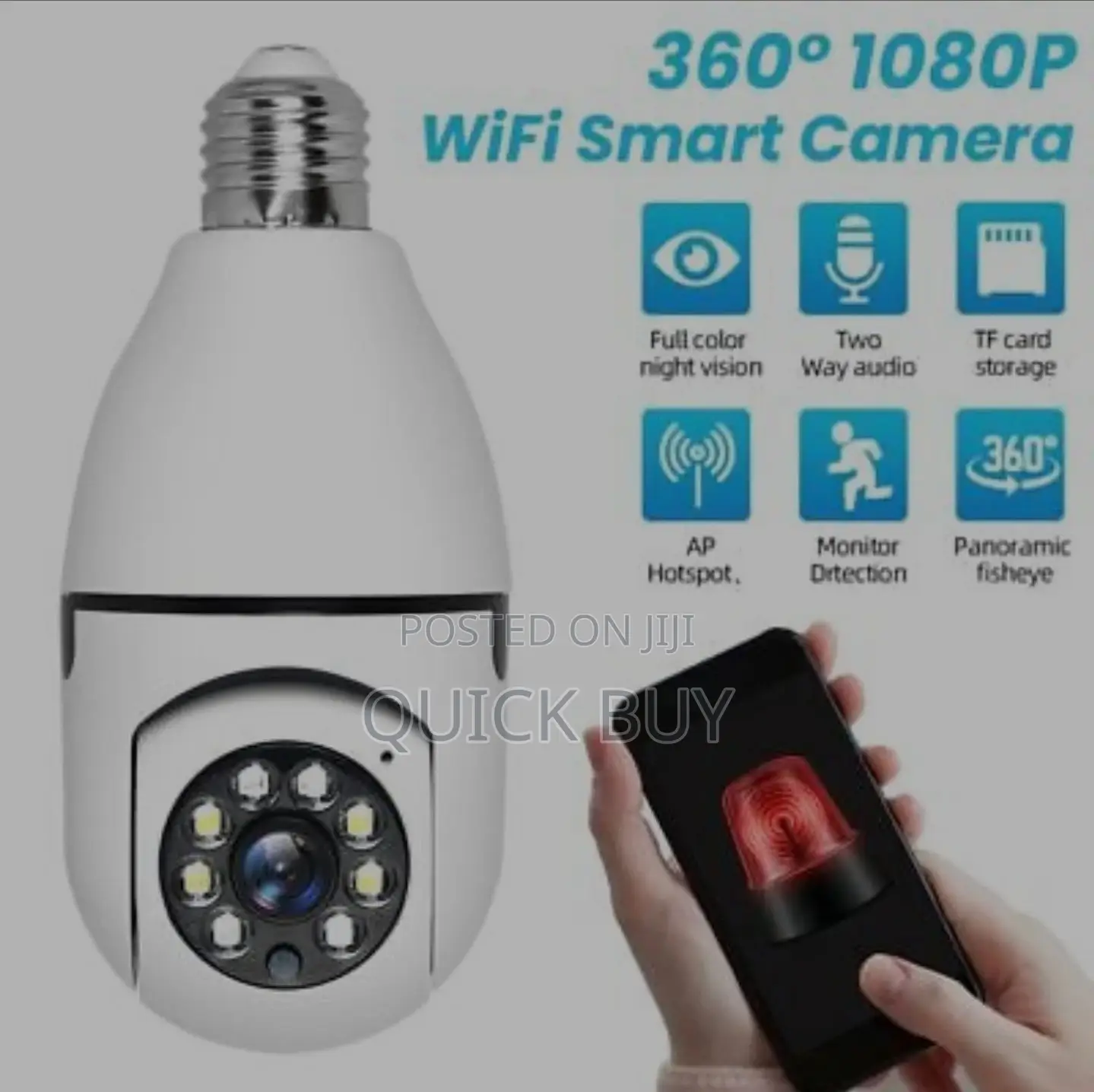 360° Panoramic Wifi IR IP E27 Light Bulb Camera 1080P HD