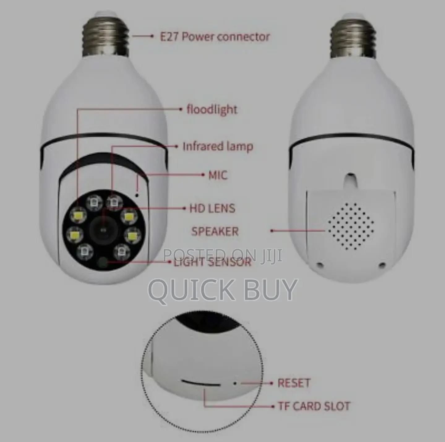 360° Panoramic Wifi IR IP E27 Light Bulb Camera 1080P HD