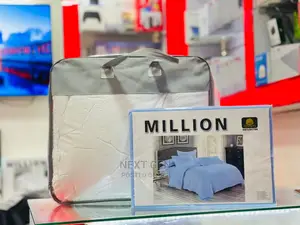 Million Duvet and Bedsheet - White and Sky Blue