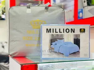 Million Duvet and Bedsheet - White and Sky Blue