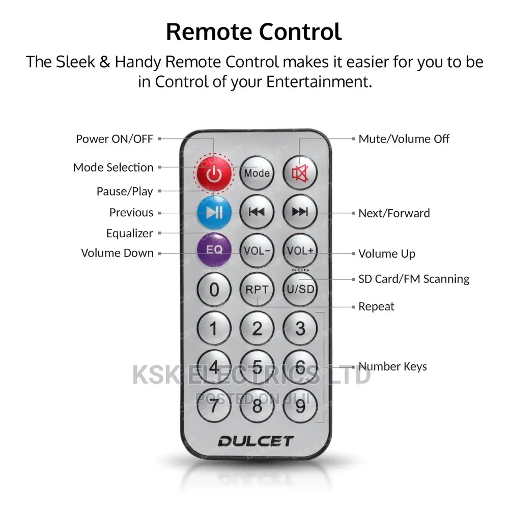 Bluetooth Dulcet DC-2020X Single Din Car Stereo, Size: 6.3