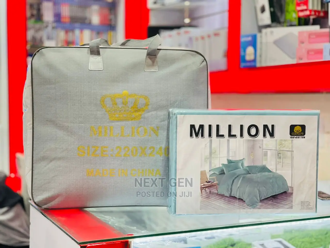 Million Duvet + Bedsheet ( Green and White )