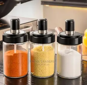 Clear Glass With Integrated Spoon for Storing Spices