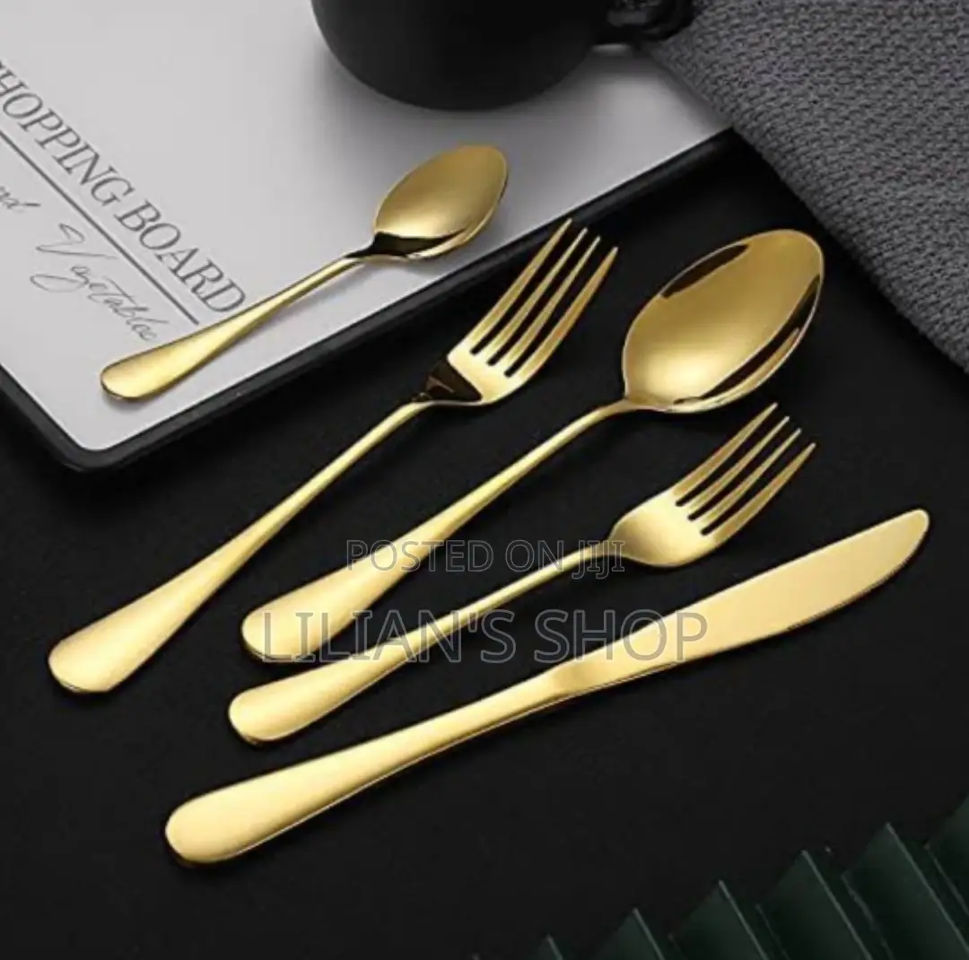 Cutlery Set 24pcs Gold Stainless Steel Folks and Spoons