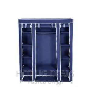 3 Column Cloth Wardrobe- Blue, Not Assembled