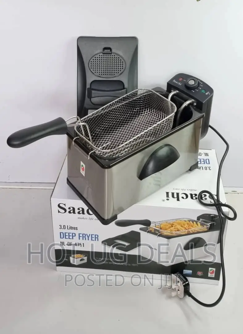 Saachi Electric Deep Fryer- Stainless Steel, 3l -black