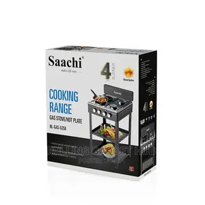 Gas Burner With 2 Gas Tops, 2 Hot Plates Shelves - Black