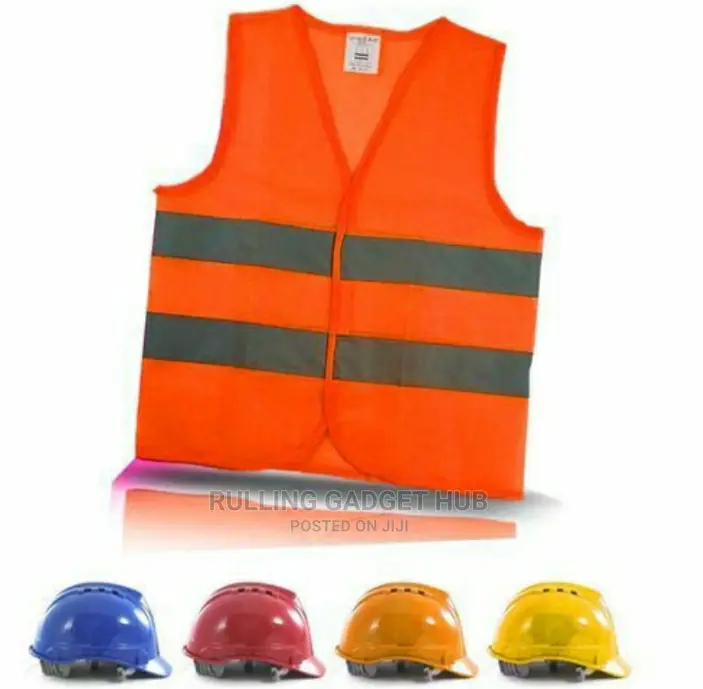 Reflector Vest + 1helmet - Orange, Helmet Color May Vary