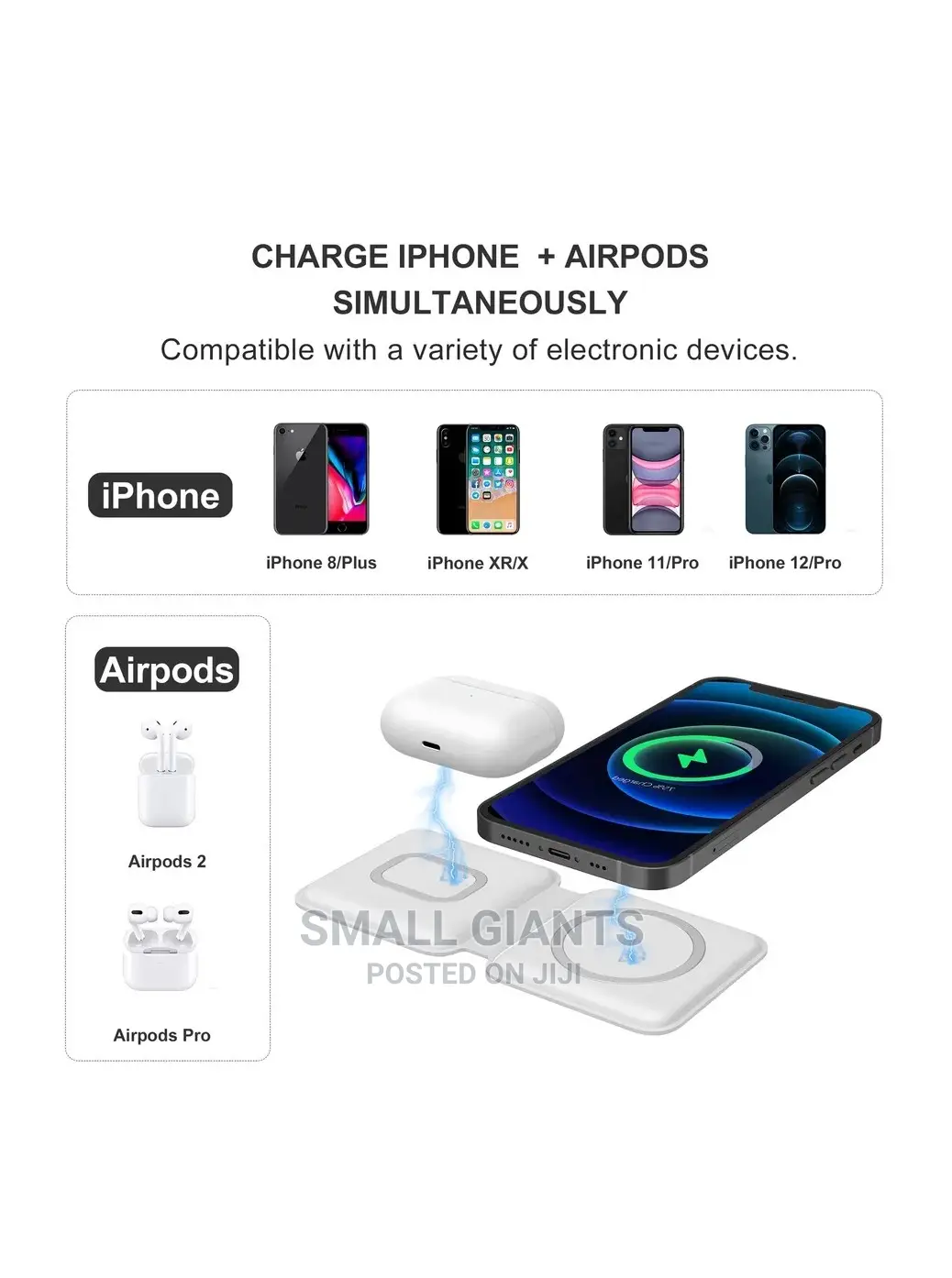 2 in 1 Folding Magnetic Charging Dock for iPhone and Airpods