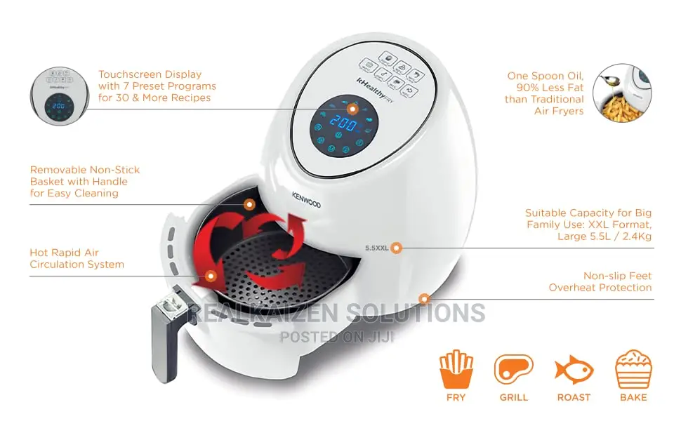 Kenwood 5.5L Xxl LCD Digital Rapid Hot Air 1800W