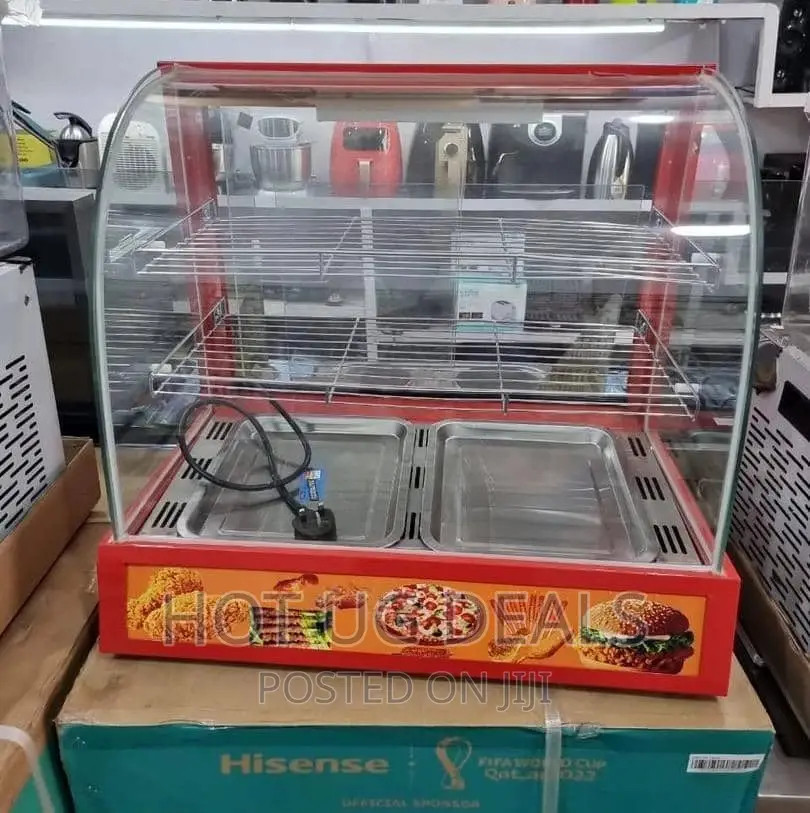 Commercial Electric Curved Glass Food Display Warmer Clear in Central Division Restaurant