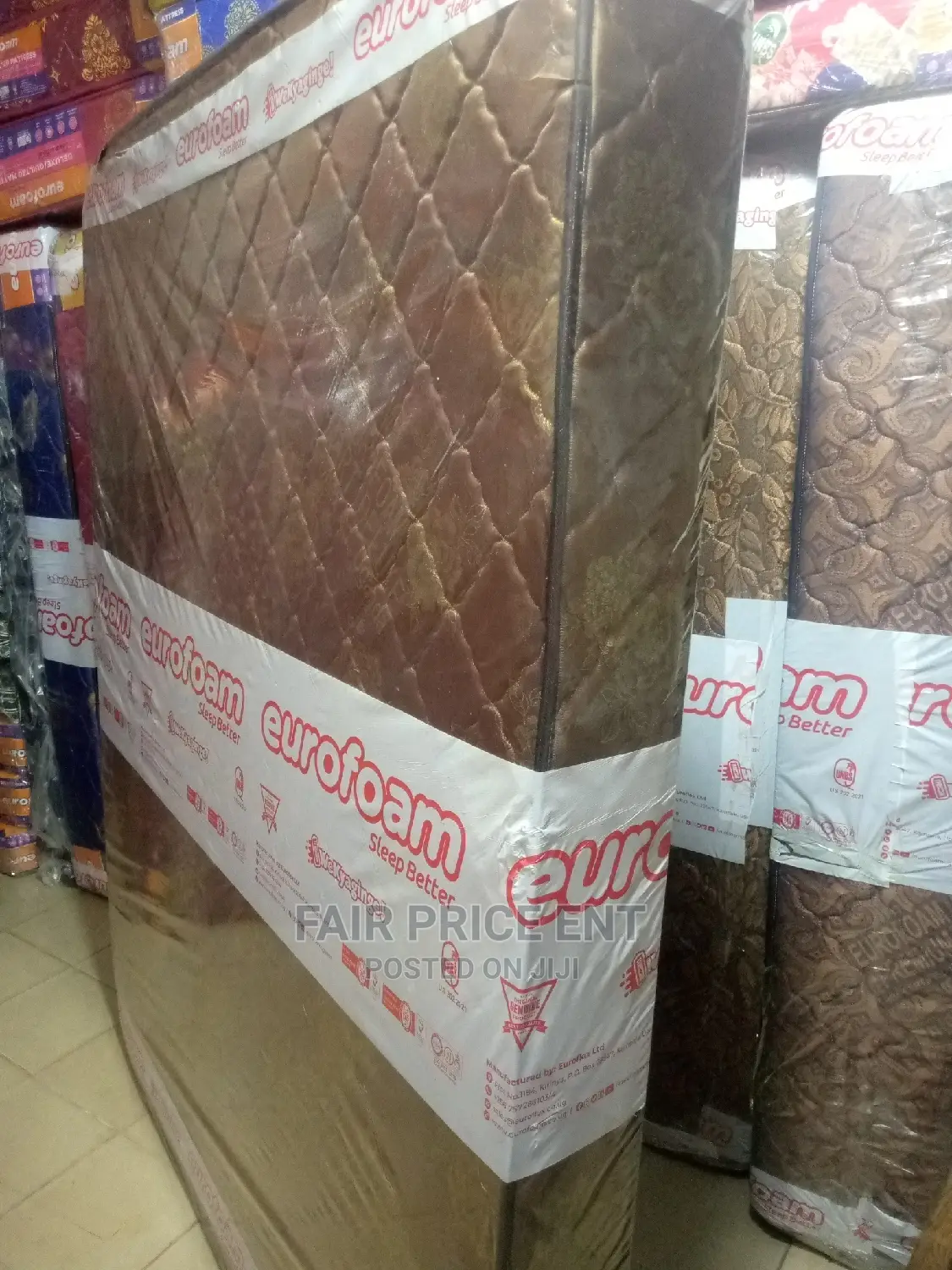 Eurofoam Mattress 6*6 in 8iches Quilted Density(Brown)