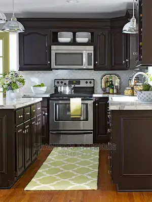 Kitchen Cabinets in Black U Shape Design