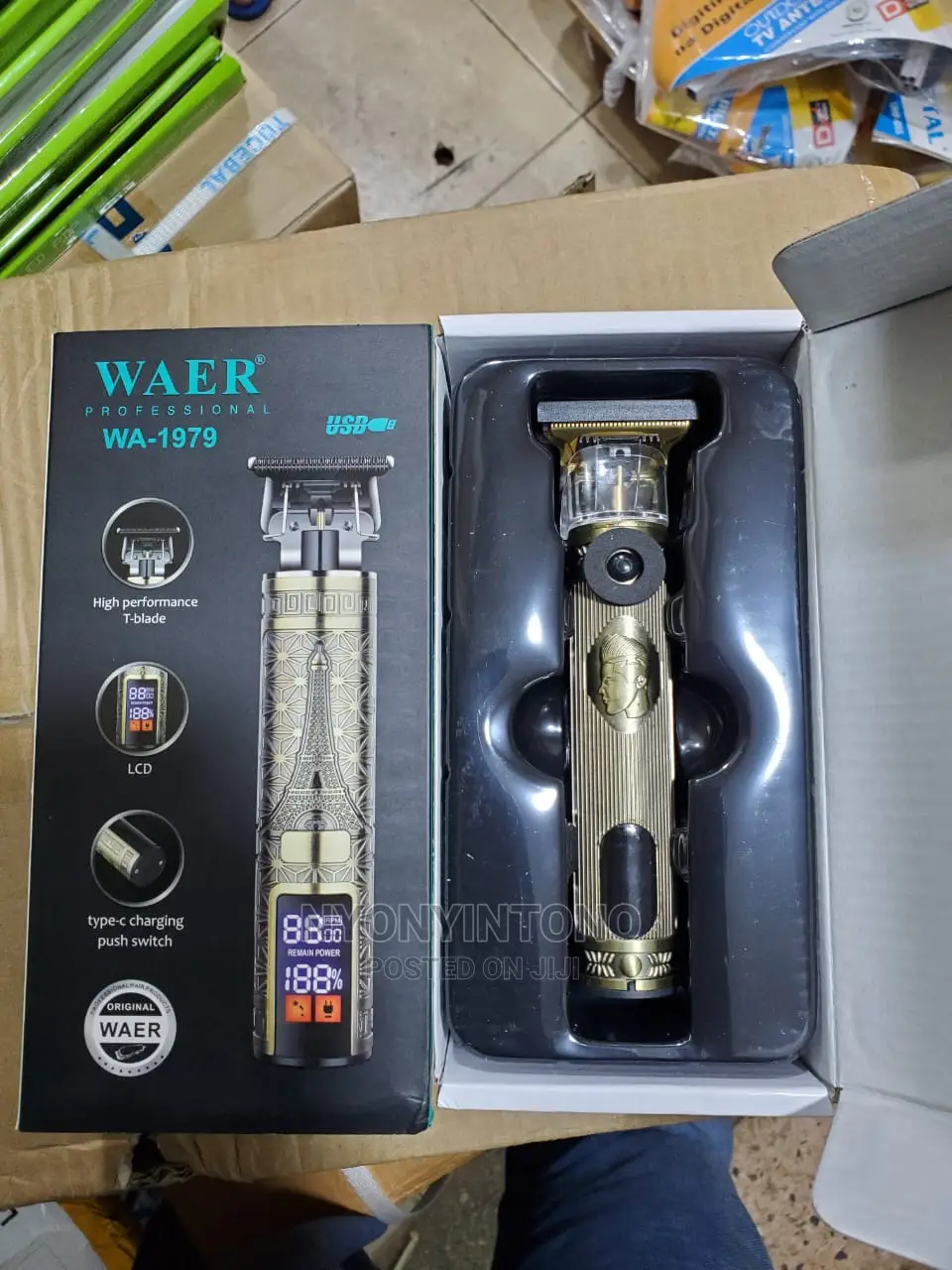 Gold Rechargable Hair Clipper With Battery Life Display