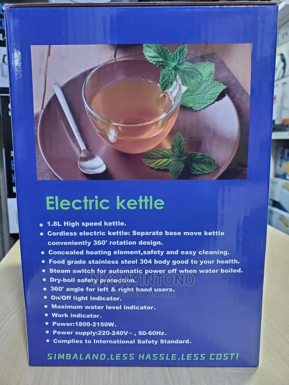 Simbaland Electric Kettle 1.8l