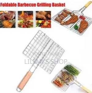 Foldable Bbq Grill Net With Wooden Handle