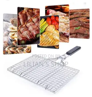 Foldable Bbq Grill Net With Wooden Handle