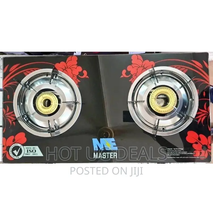 Master ME2GB- Gas Stove 2 Burners Glass Top– Red, Black