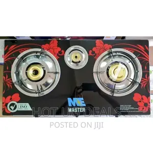Photo - Master ME3GB- Gas Stove 3 Burners Glass Top - Red, Black