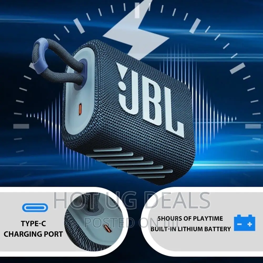 JBL Go 3 Portable Waterproof Speaker, Blue