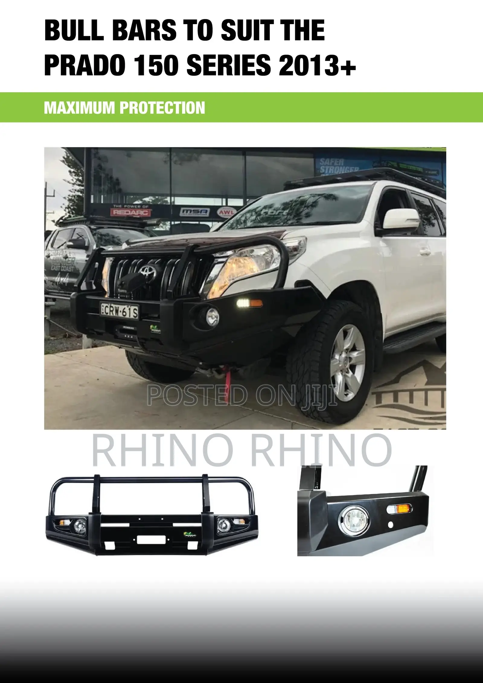 Deluxe Commercial Bull Bar - Black (Prado 150 Series 2013+)