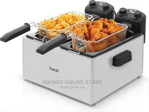 Saachi Double Deep Fryer 3L Stainless Steel – Silver