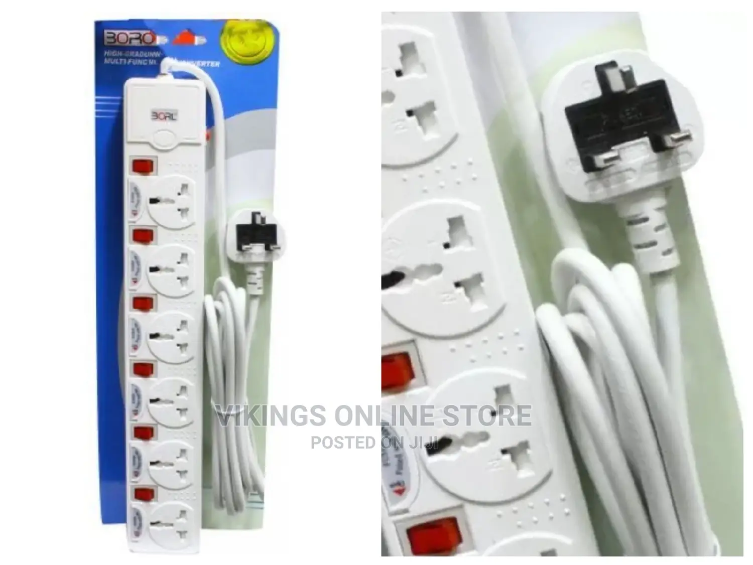 Borl 6-Ways Heavy Duty Premium Extension Socket – White