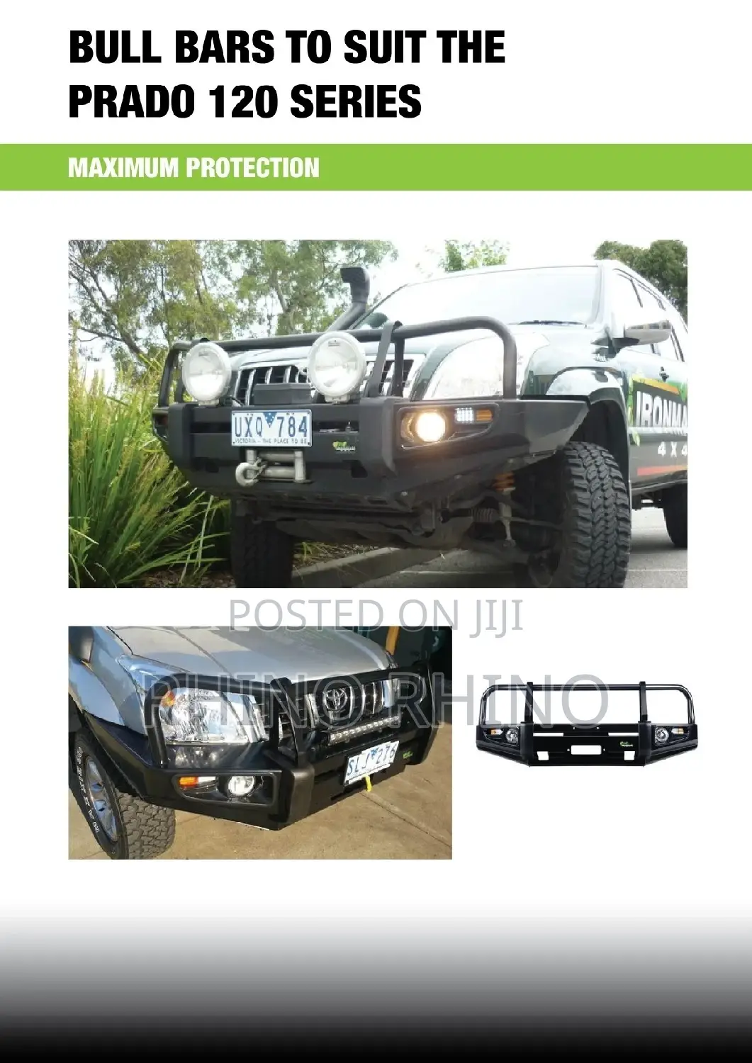 Deluxe Commercial Bull Bar - Black (Prado 120 Series)