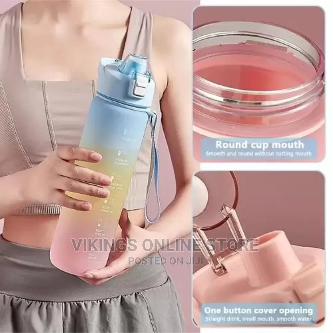 1L Time Marked Fitness Jug Outdoor Frosted Water Bottle