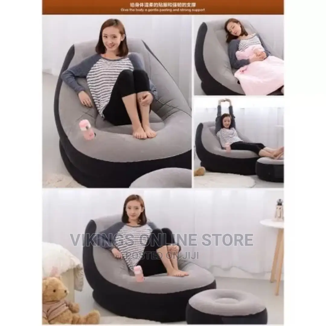 Intex Inflatable Flocking Air Chair With Footrest and Pump
