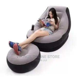 Intex Inflatable Flocking Air Chair With Footrest and Pump