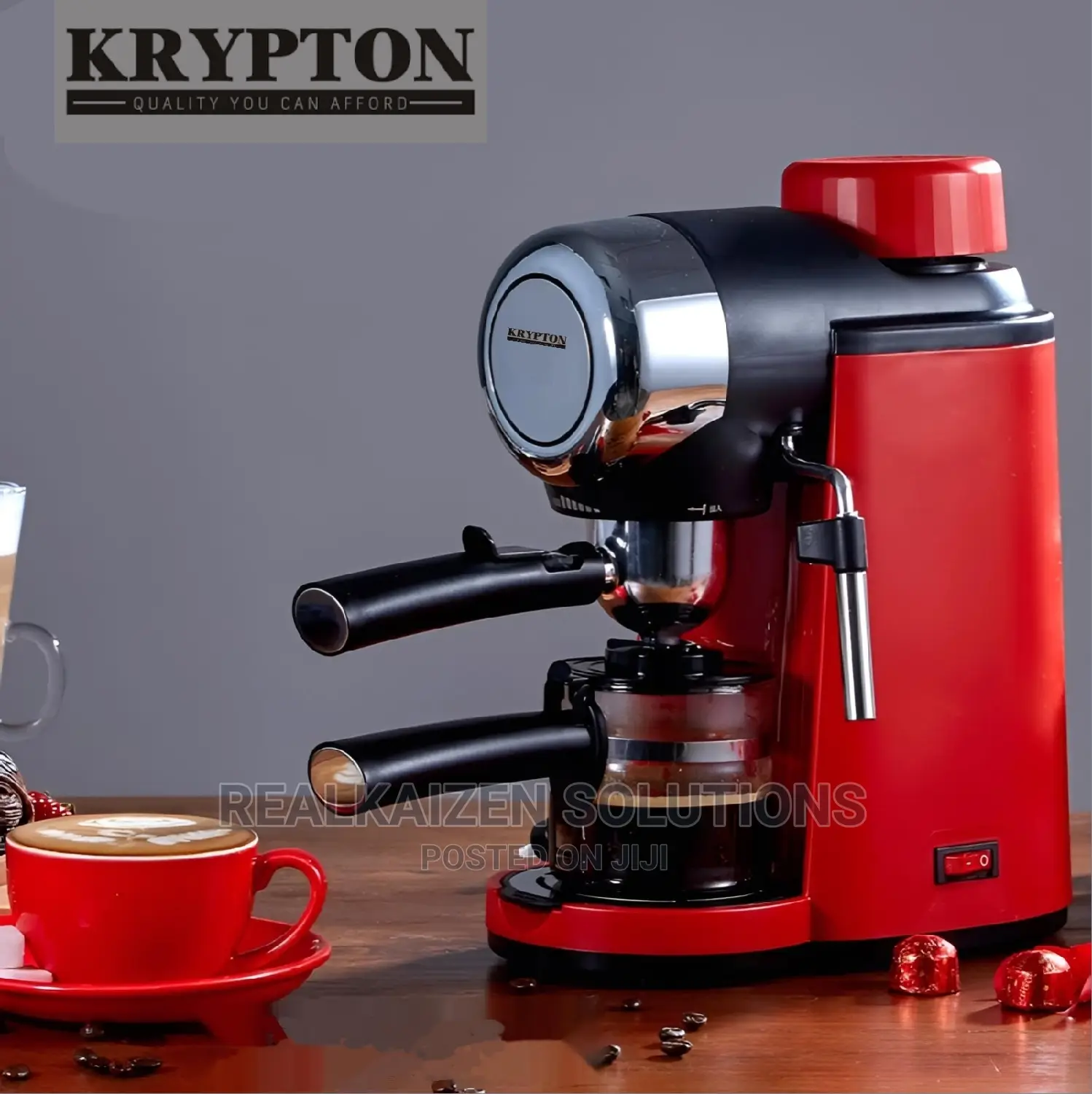KRYPTON Red 4 Cup Espresso Coffee Machine 800w