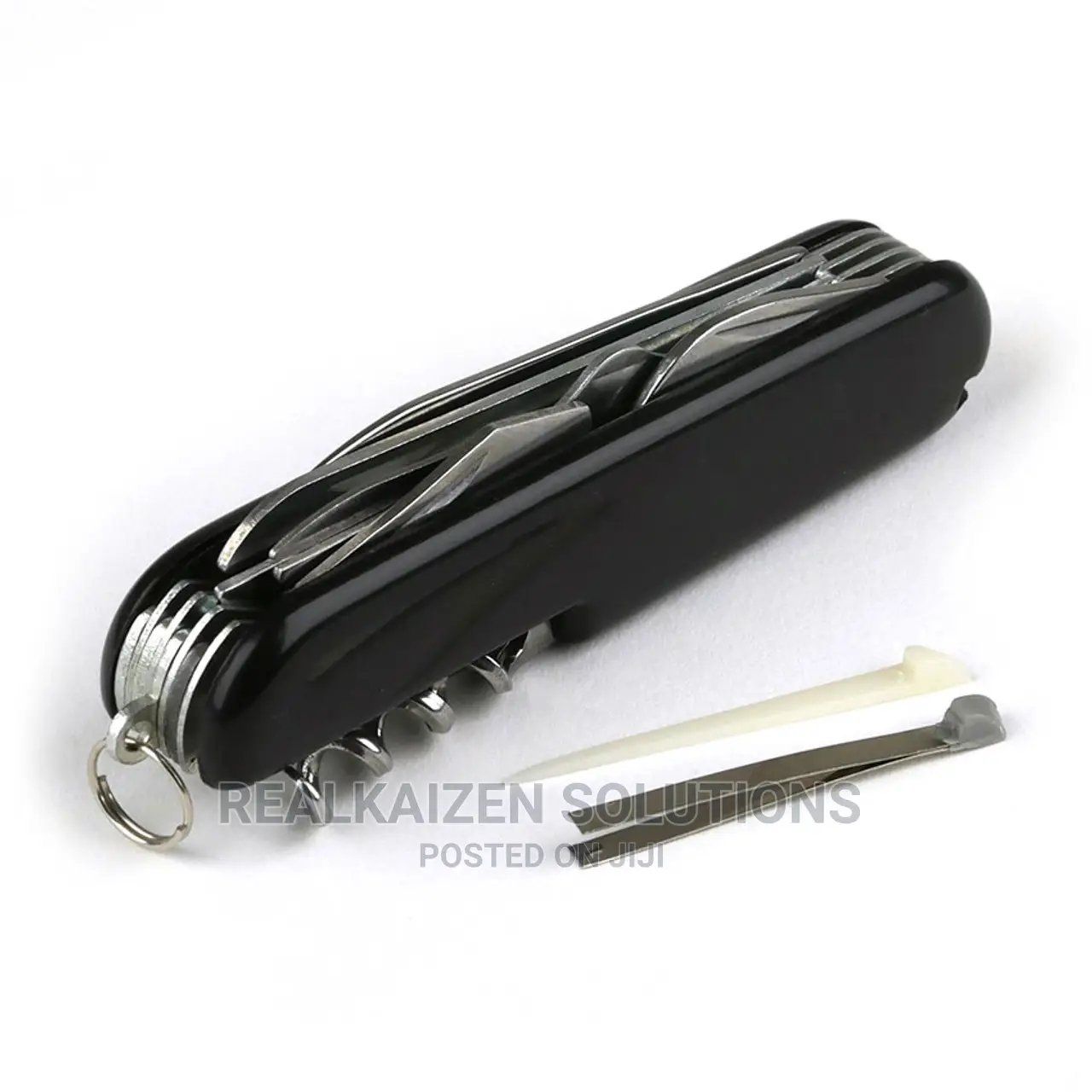 EPSILON 15 In 1 Black Swiss Army Knife With Belt Store Pouch