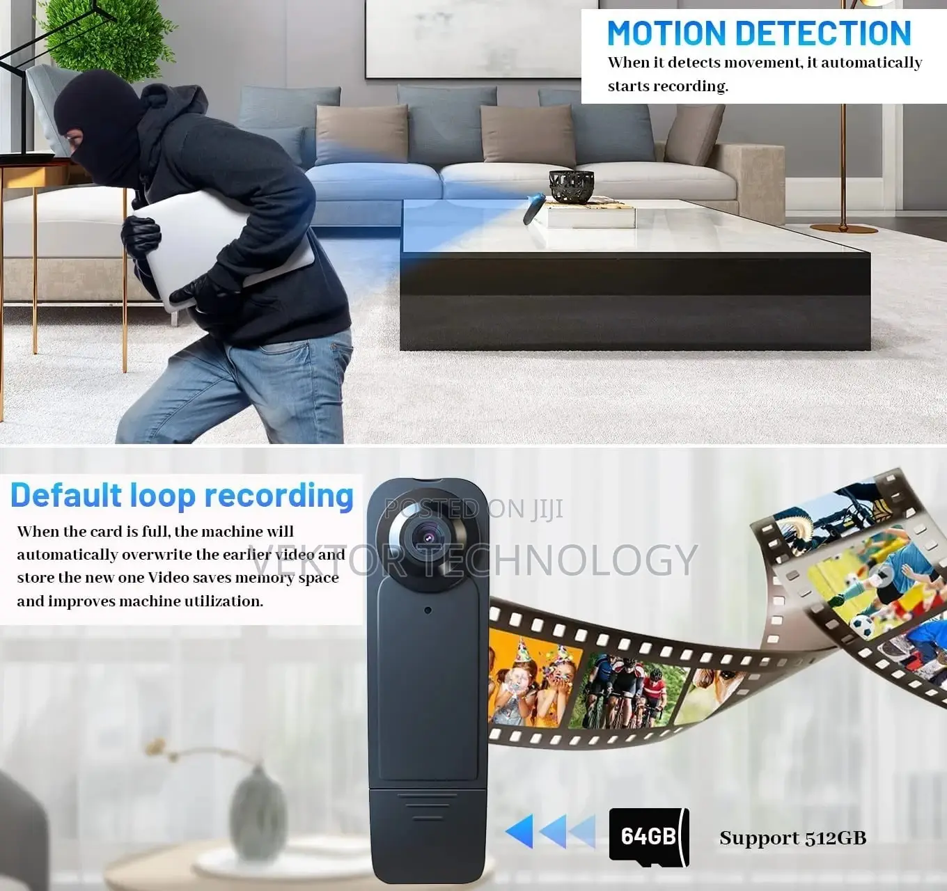 Mini Body Camera, 1080P Hd Wearable Camera Back Clip Cam,