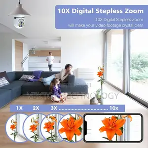 10X Hybrid Zoom 2MP Wireless Light Bul B Security Camera,