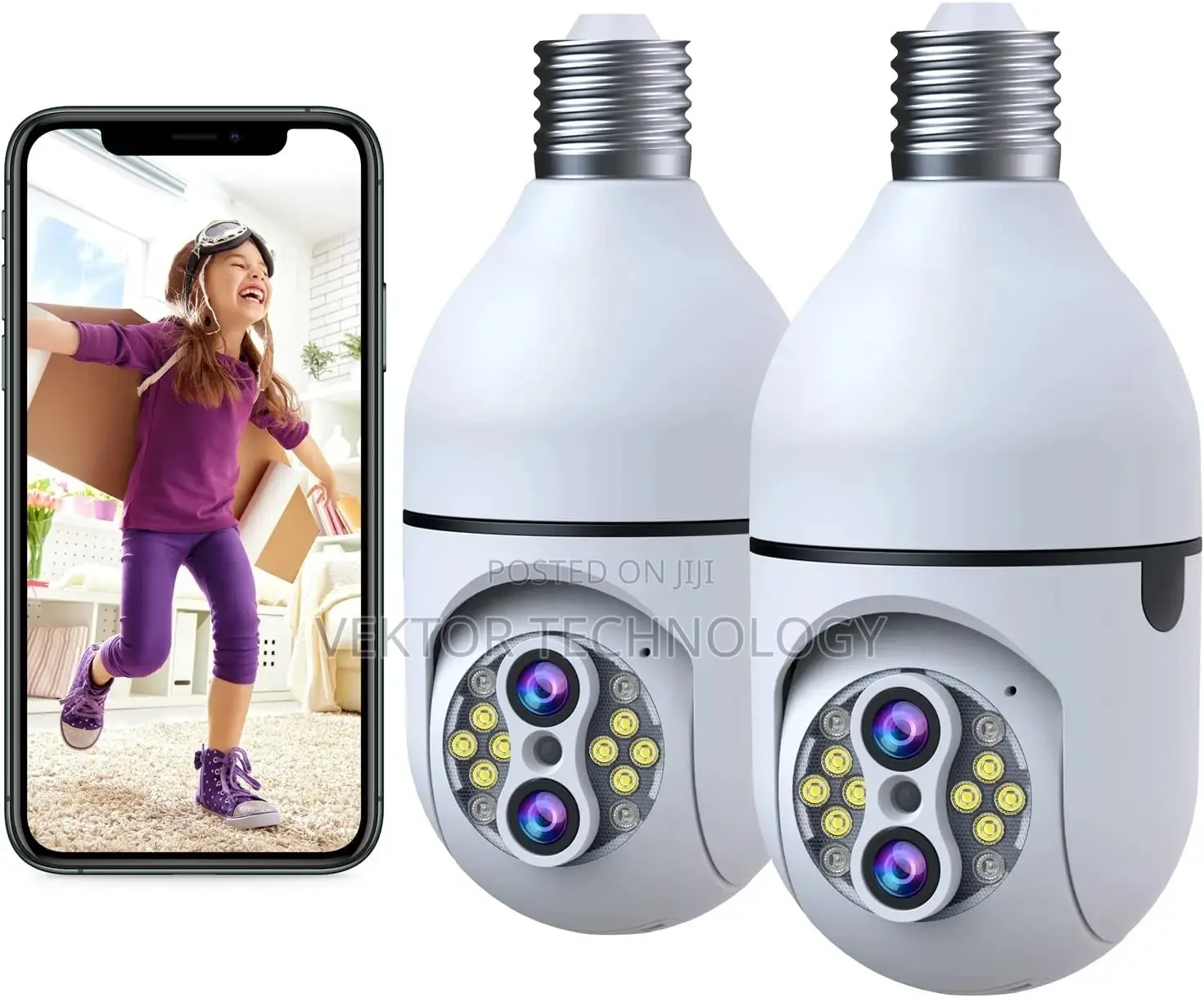 10X Hybrid Zoom 2MP Wireless Light Bul B Security Camera,