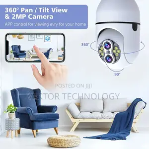 10X Hybrid Zoom 2MP Wireless Light Bul B Security Camera,
