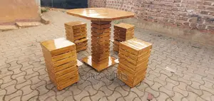 Pallet Bar Stools and Round Table