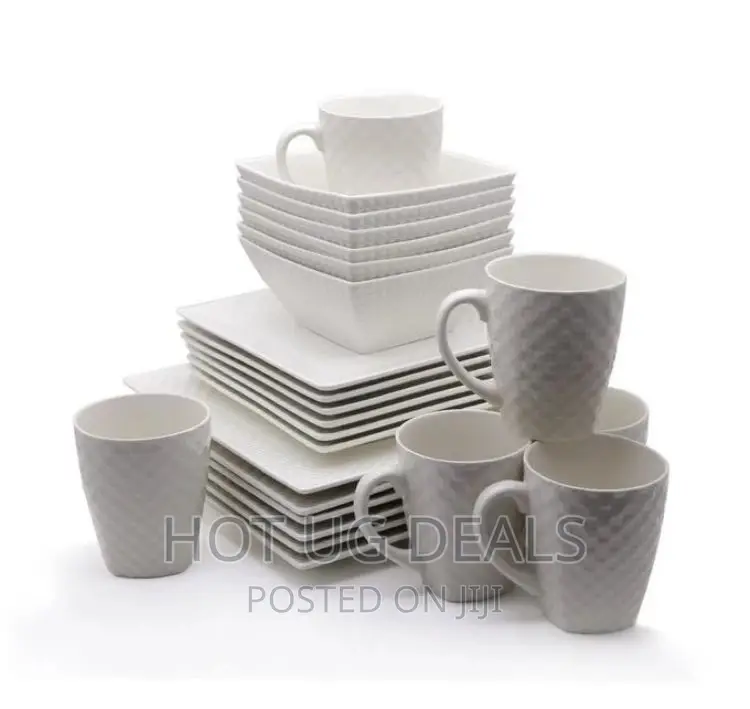 24 PCS Plain Square Dinner Set - White