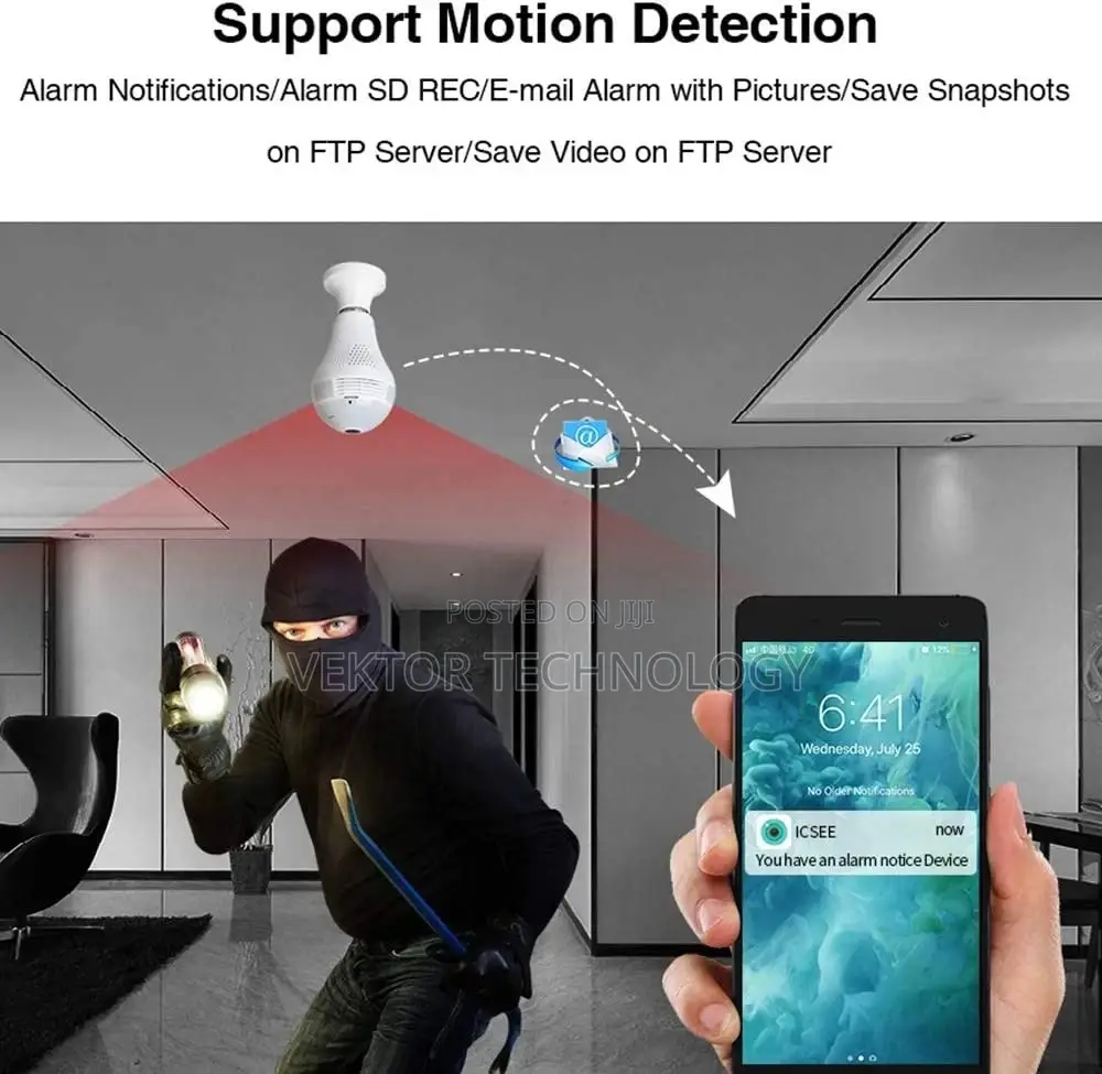 Wifi Bulb Camera Light, 1080p Smart Security Camera Bulb,