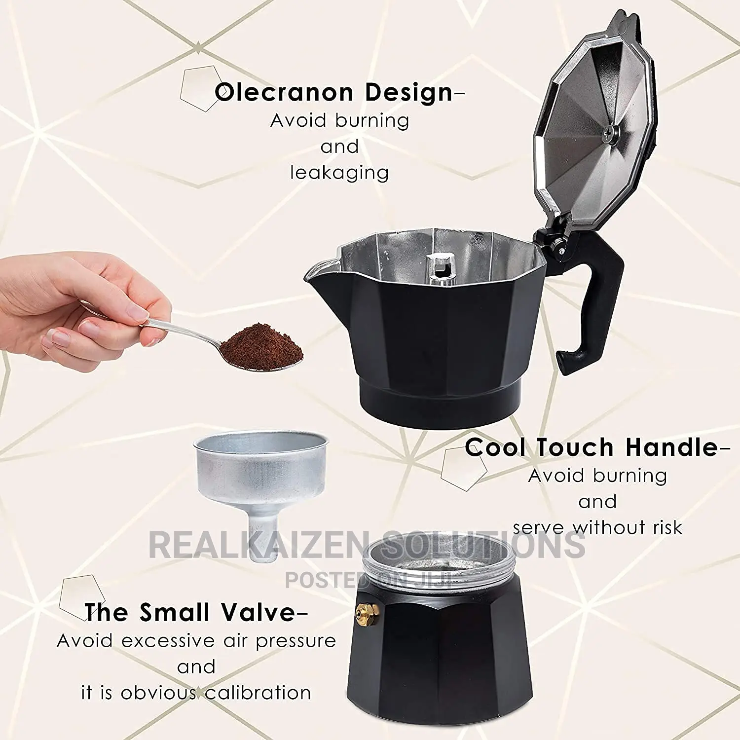 CAFFETTIERA 9 Cup Aluminum Stovetop Coffee Espresso Moka Pot