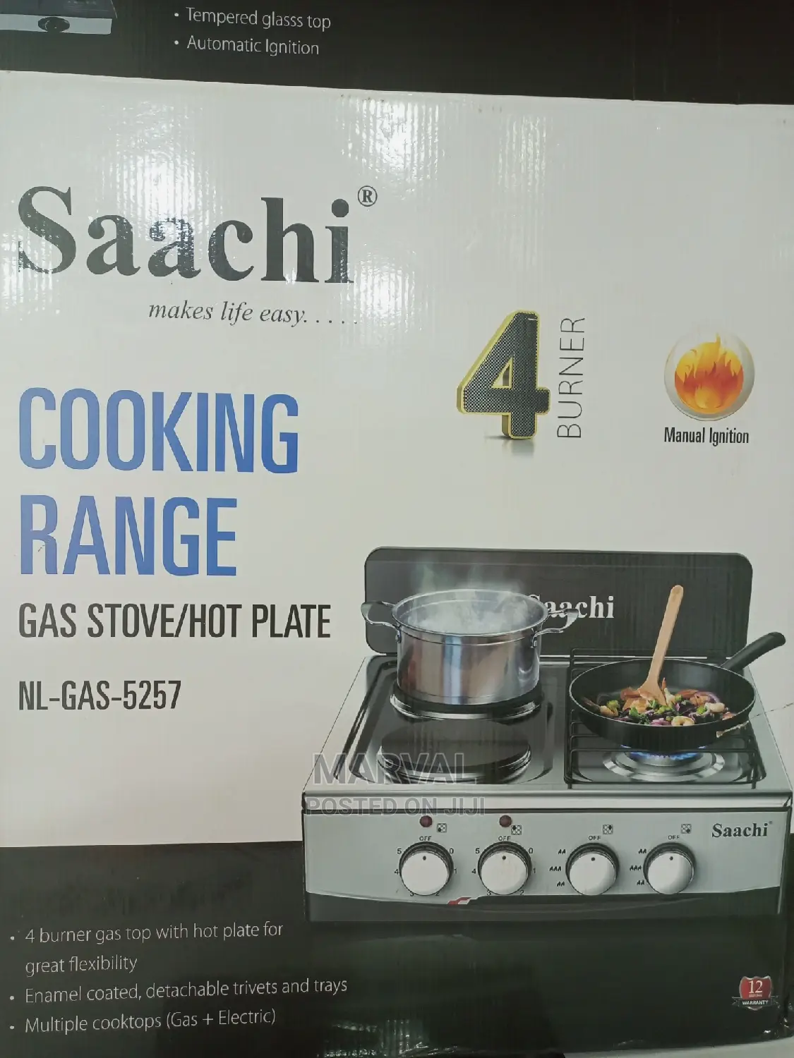 2 Gas + 2 Electric Hot Plate (4 Burner Grade)